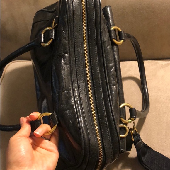 🎉🥳 HP!! Coach poppy satchel bag black with pink lining - Picture 12 of 16